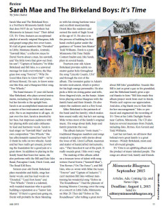 Minnesota Bluegrass and Old-Time Music Association Magazine CD Review July 2015